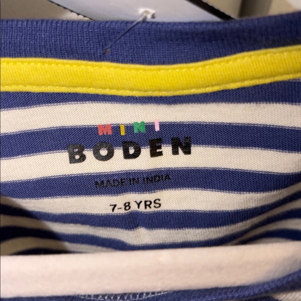 *SALE* ⚡️Mini Boden Navy and White Striped Shirt with Duck Embroidery - Picture 5 of 10